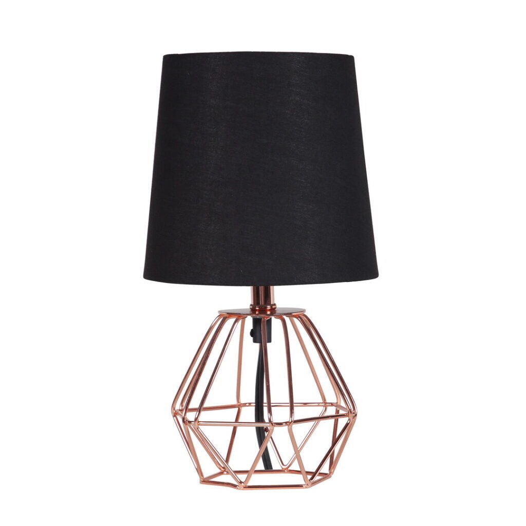 11.25" Copper Metal Table Lamp "Wesley Geometric", Copper - Image 1