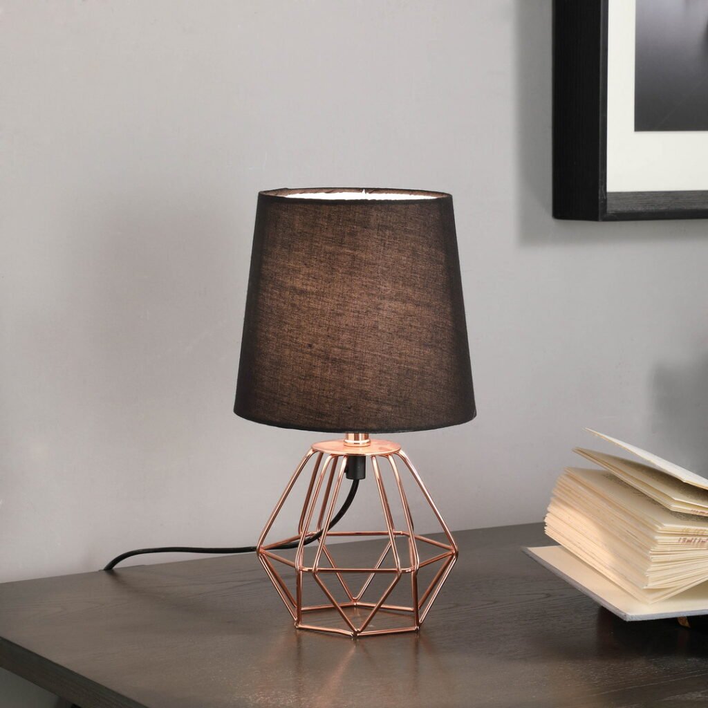 11.25" Copper Metal Table Lamp "Wesley Geometric", Copper - Image 3