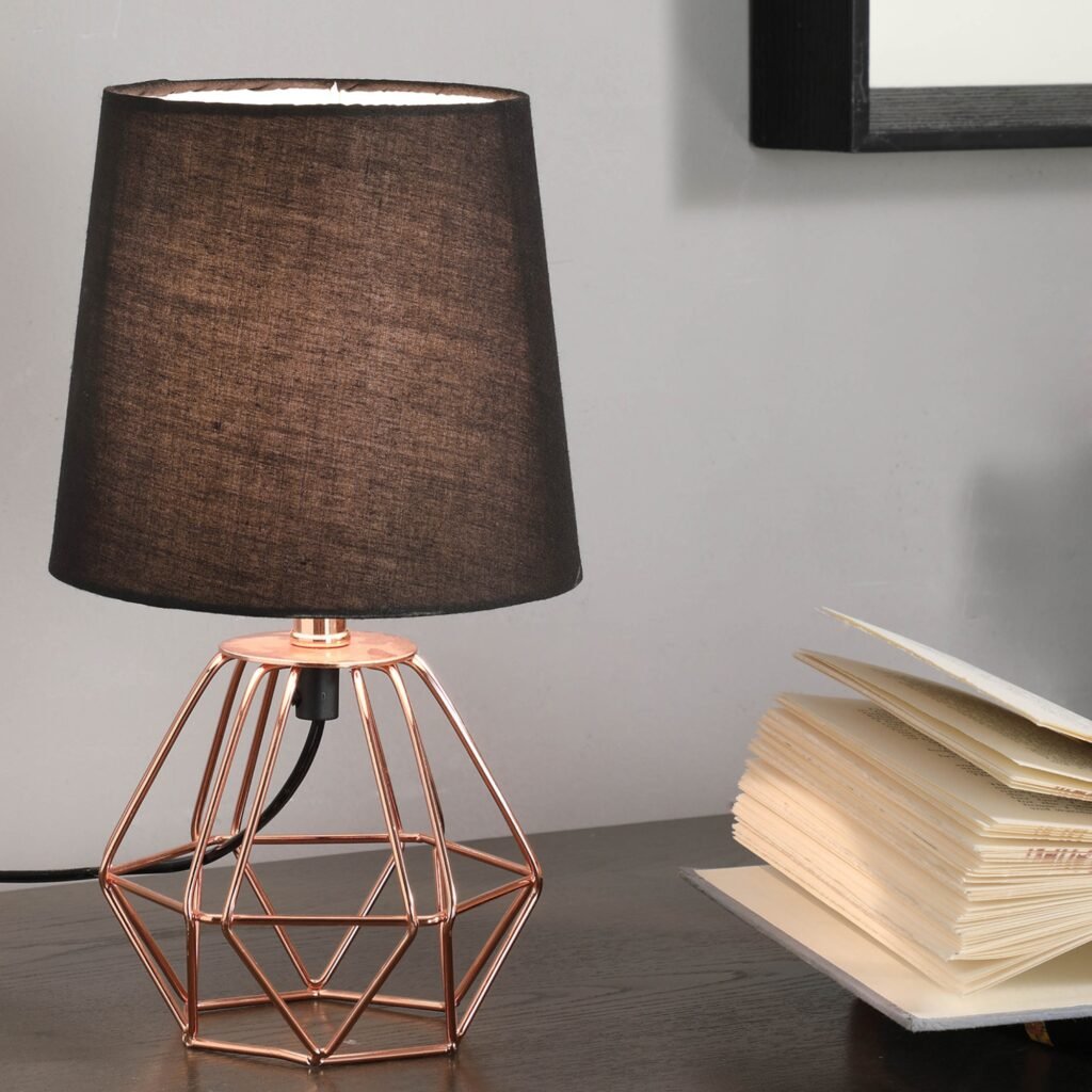 11.25" Copper Metal Table Lamp "Wesley Geometric", Copper - Image 4