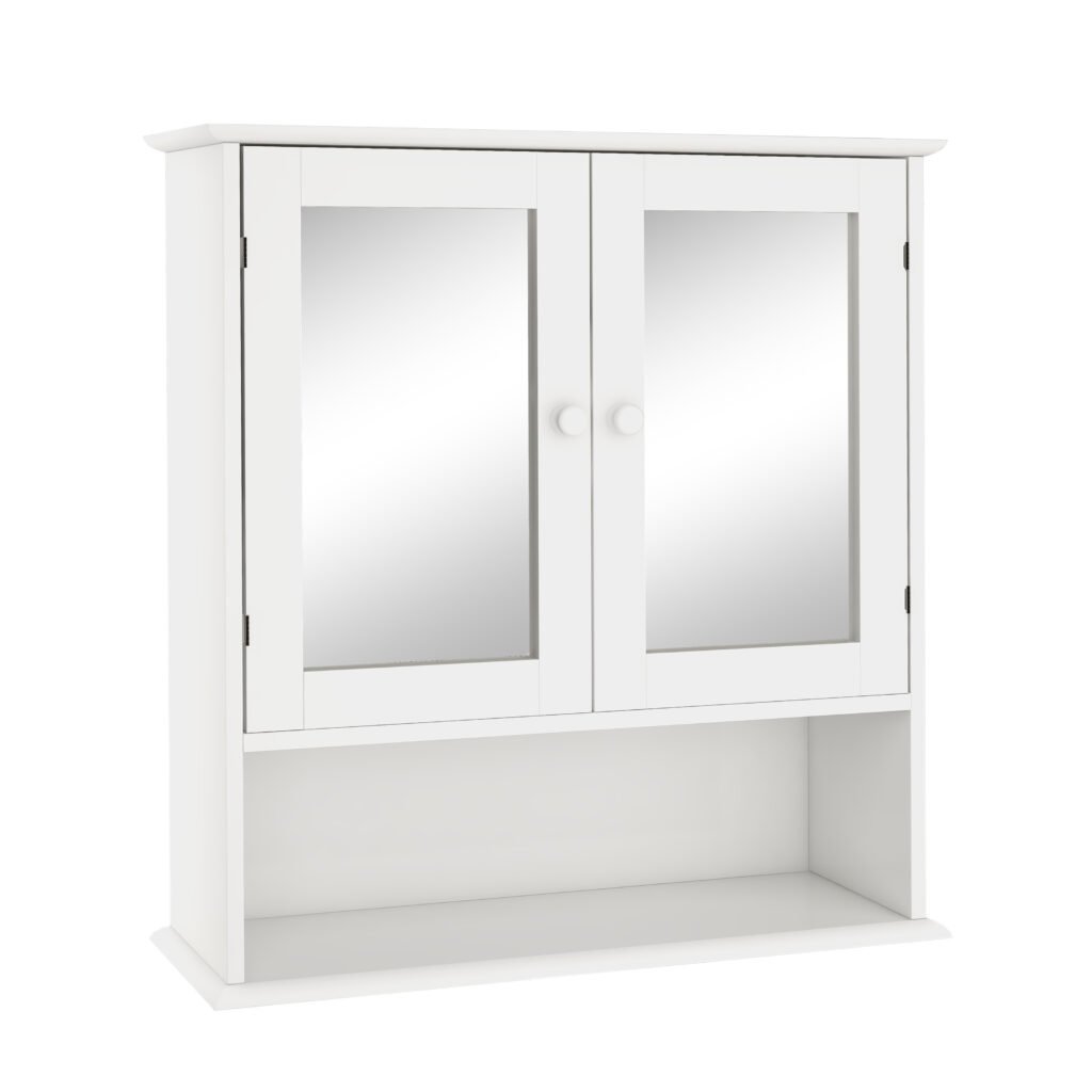 Bathroom Wall Cabinet with Doule Mirror Doors and Shelvs - Image 6