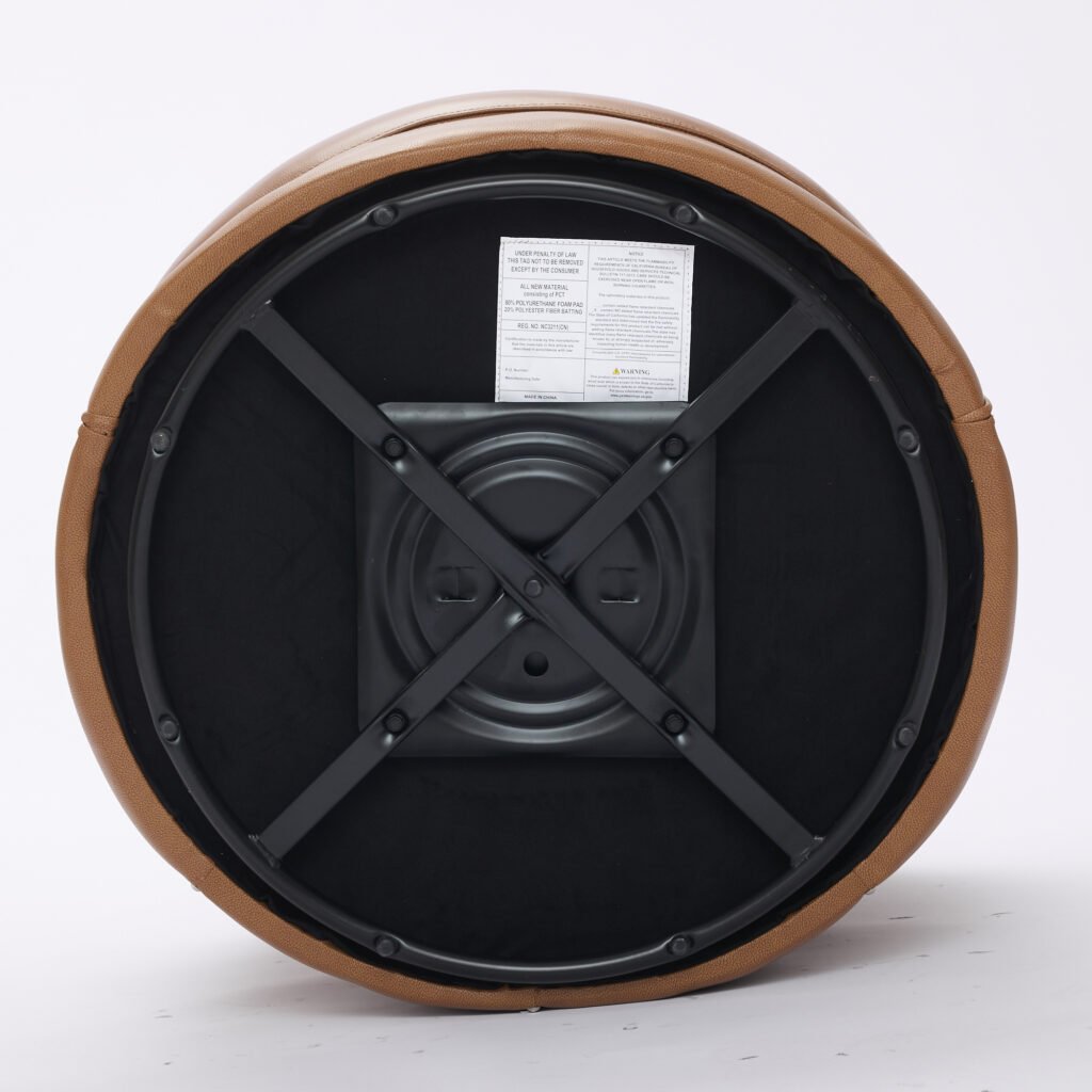 Light Brown Top-Grain Leather Swivel Accent Chair, 360° Smooth Spin, Mid-Century Modern Lounge Chair for Living Room/Office - Image 36