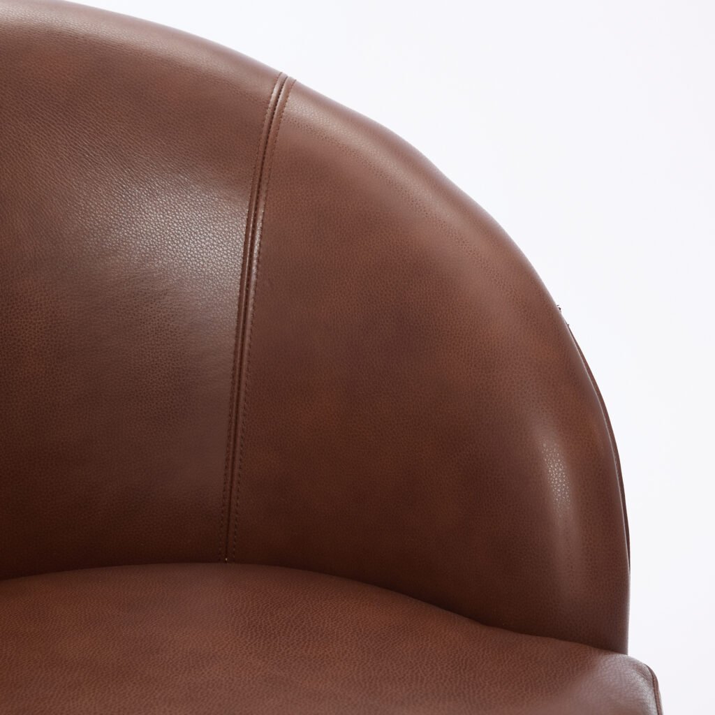 Brown Top-Grain Leather Swivel Accent Chair, 360° Smooth Spin, Mid-Century Modern Lounge Chair for Living Room/Office - Image 18