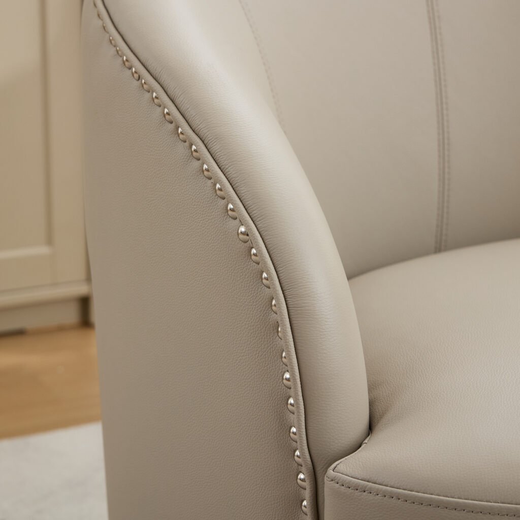 Gream Top-Grain Leather Swivel Accent Chair, 360° Smooth Spin, Mid-Century Modern Lounge Chair for Living Room/Office - Image 8