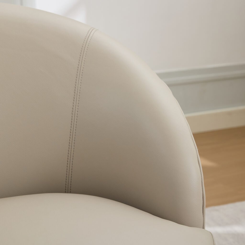 Gream Top-Grain Leather Swivel Accent Chair, 360° Smooth Spin, Mid-Century Modern Lounge Chair for Living Room/Office - Image 10