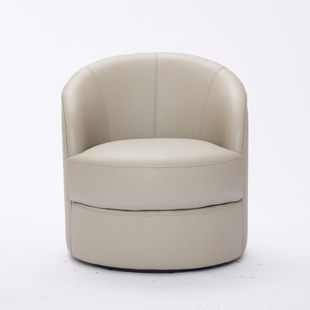 Gream Top-Grain Leather Swivel Accent Chair, 360° Smooth Spin, Mid-Century Modern Lounge Chair for Living Room/Office - Image 14
