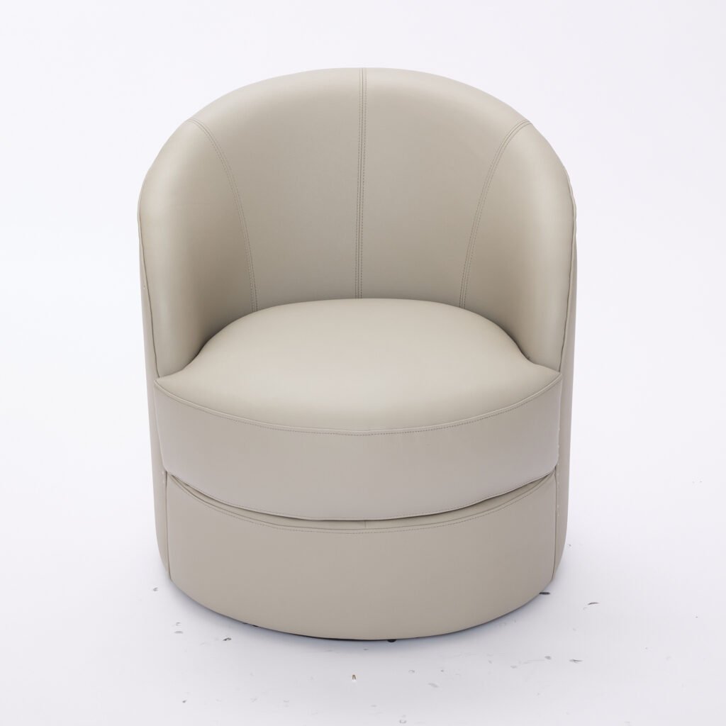 Gream Top-Grain Leather Swivel Accent Chair, 360° Smooth Spin, Mid-Century Modern Lounge Chair for Living Room/Office - Image 15