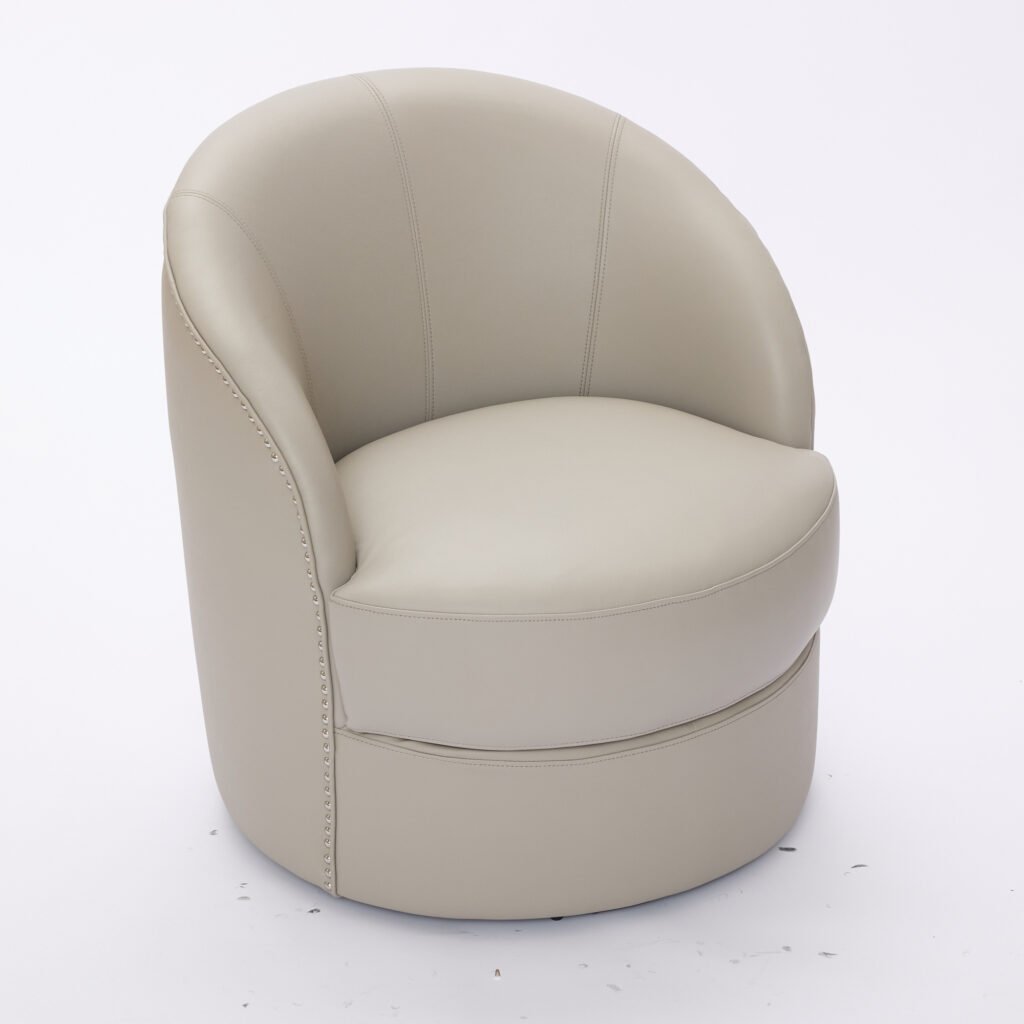 Gream Top-Grain Leather Swivel Accent Chair, 360° Smooth Spin, Mid-Century Modern Lounge Chair for Living Room/Office - Image 17