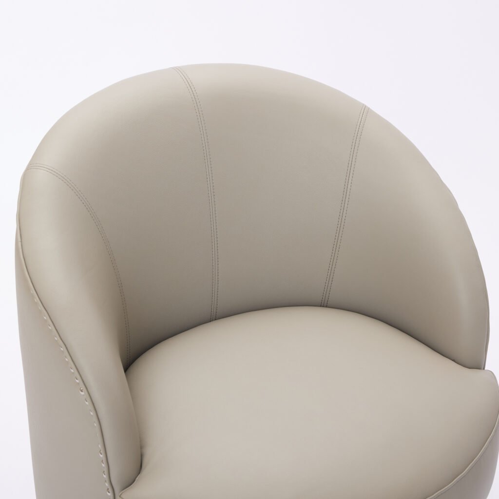 Gream Top-Grain Leather Swivel Accent Chair, 360° Smooth Spin, Mid-Century Modern Lounge Chair for Living Room/Office - Image 18