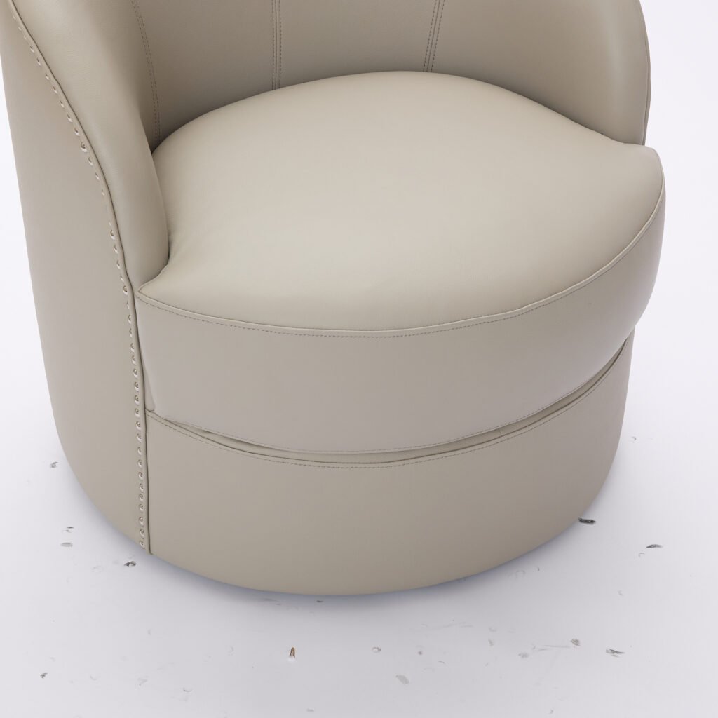 Gream Top-Grain Leather Swivel Accent Chair, 360° Smooth Spin, Mid-Century Modern Lounge Chair for Living Room/Office - Image 19
