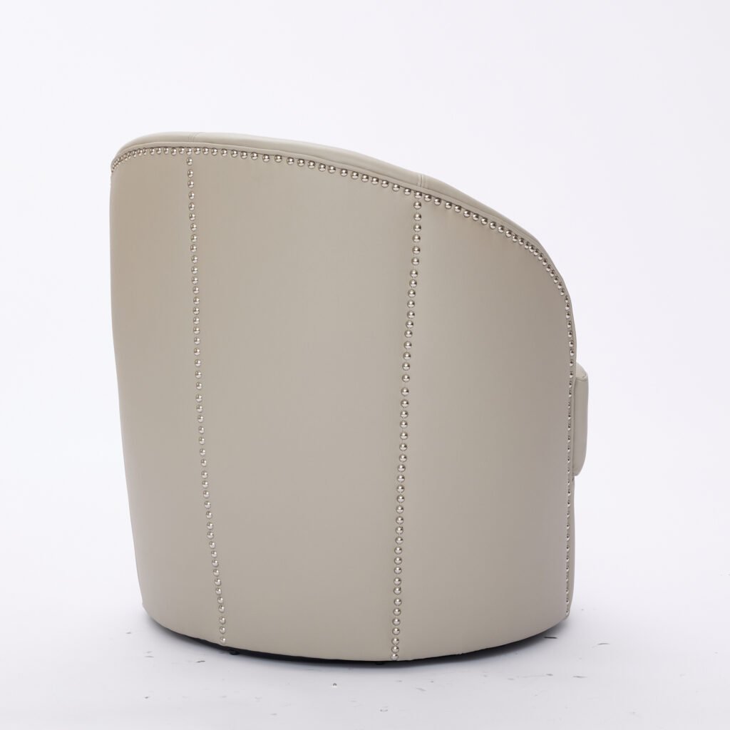 Gream Top-Grain Leather Swivel Accent Chair, 360° Smooth Spin, Mid-Century Modern Lounge Chair for Living Room/Office - Image 30